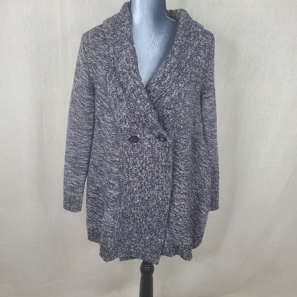 โง Motherhood Maternity Marled Gray Shawl Collar Buttoned Cardigan Size Medium